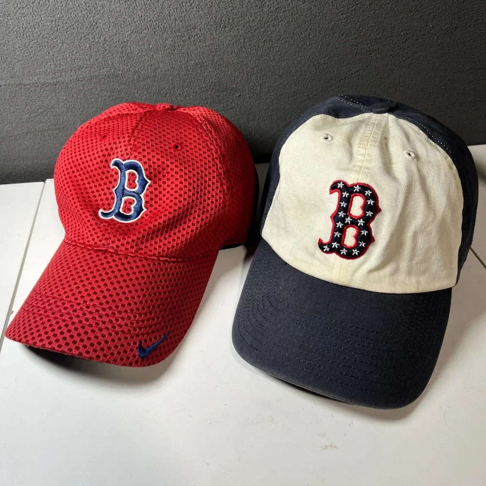 Boston Red Sox Hat Bundle Nike NikeFIT Red Mesh & Twins Enterprise Fitted Navy